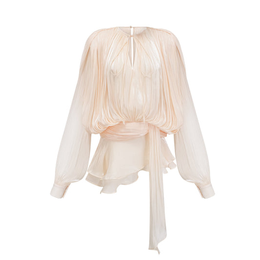 Mini vestido con volantes y pliegues