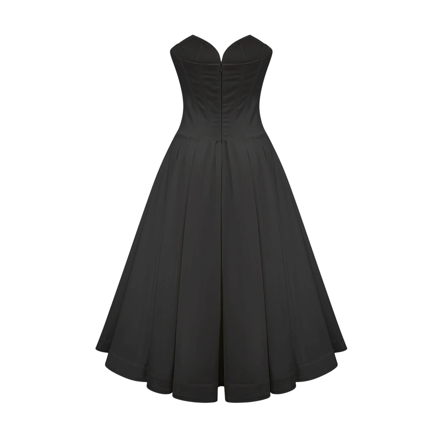Vestido midi con hombros descubiertos y corsé