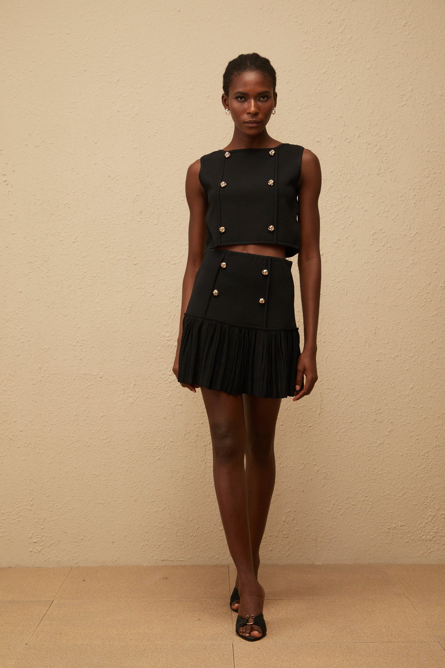 Conjunto de top y falda de punto