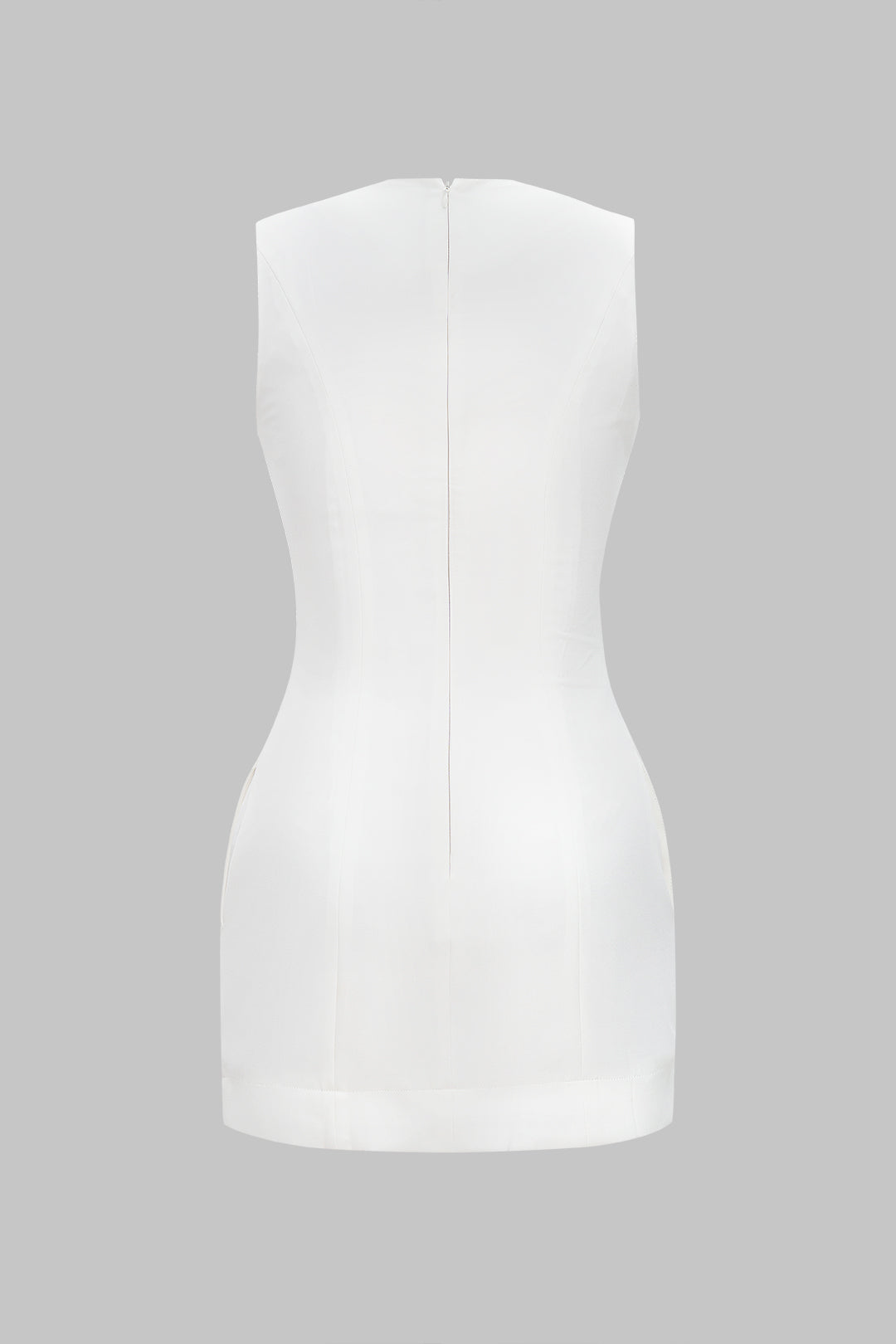 Minivestido sin mangas con cuello redondo y botones metálicos en forma de corazón