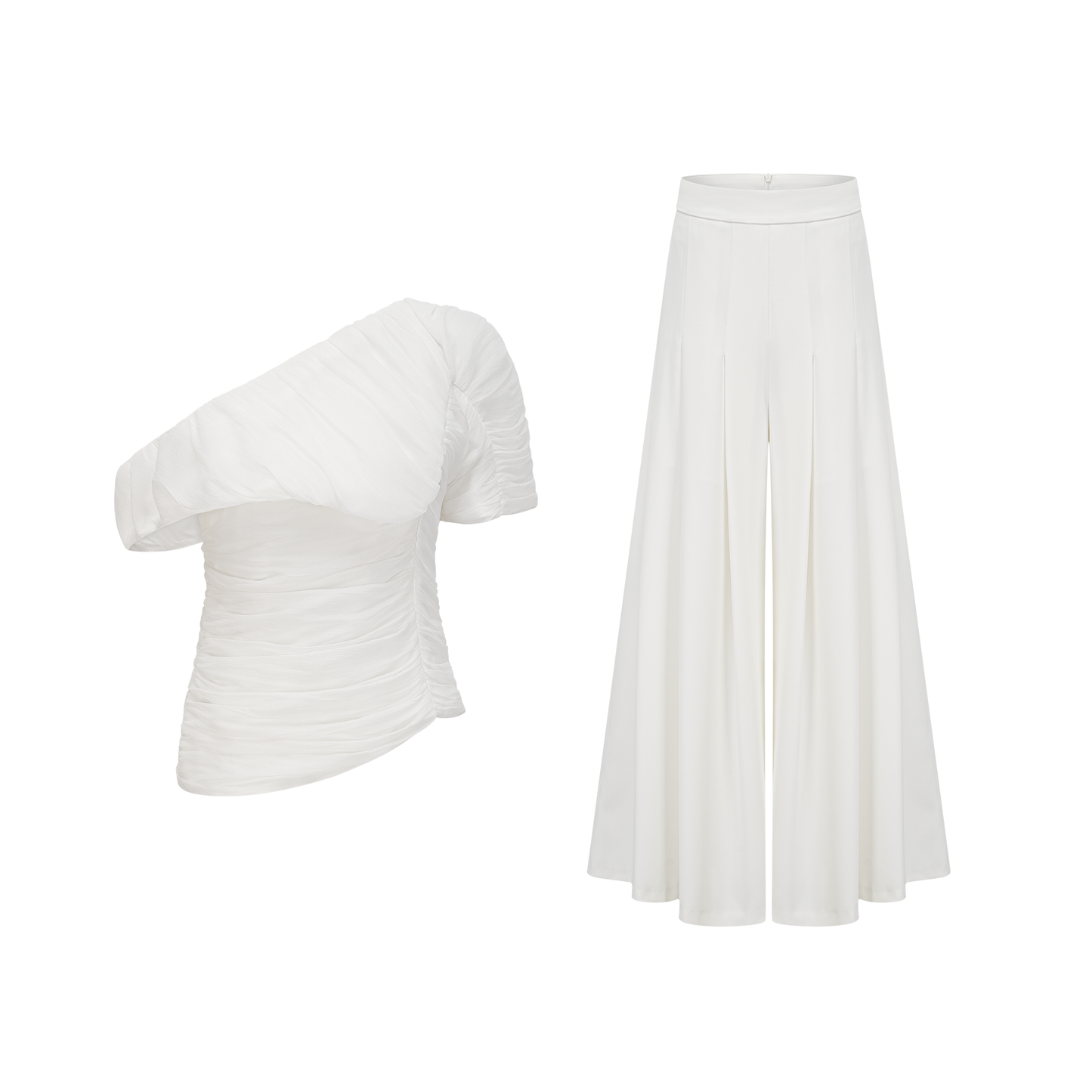 Conjunto de blusa y pantalón a juego con pliegues
