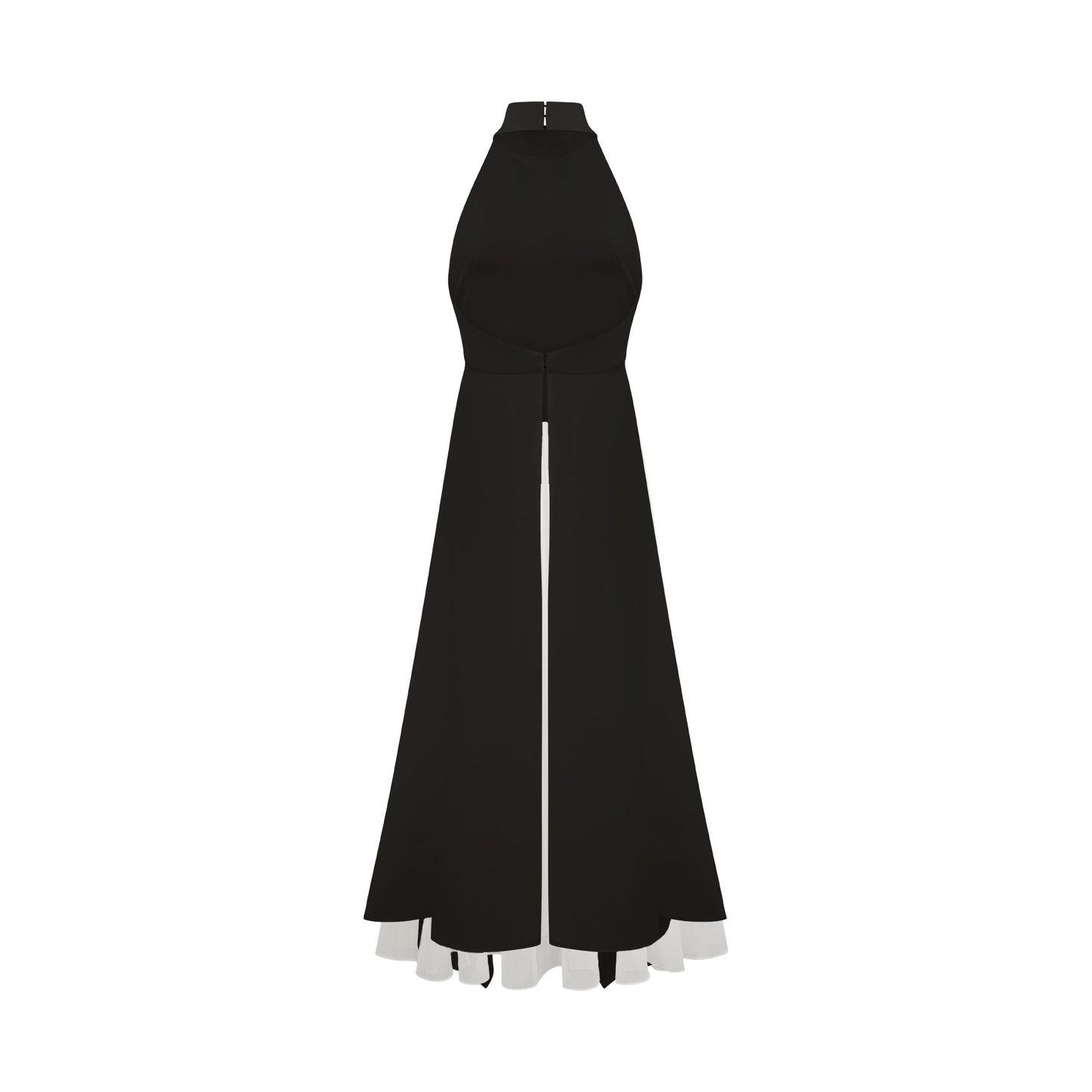 Vestido largo con capas y cuello halter