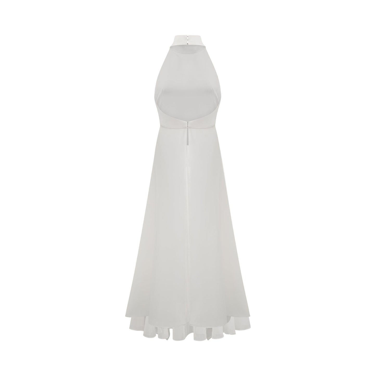 Vestido largo con capas y cuello halter