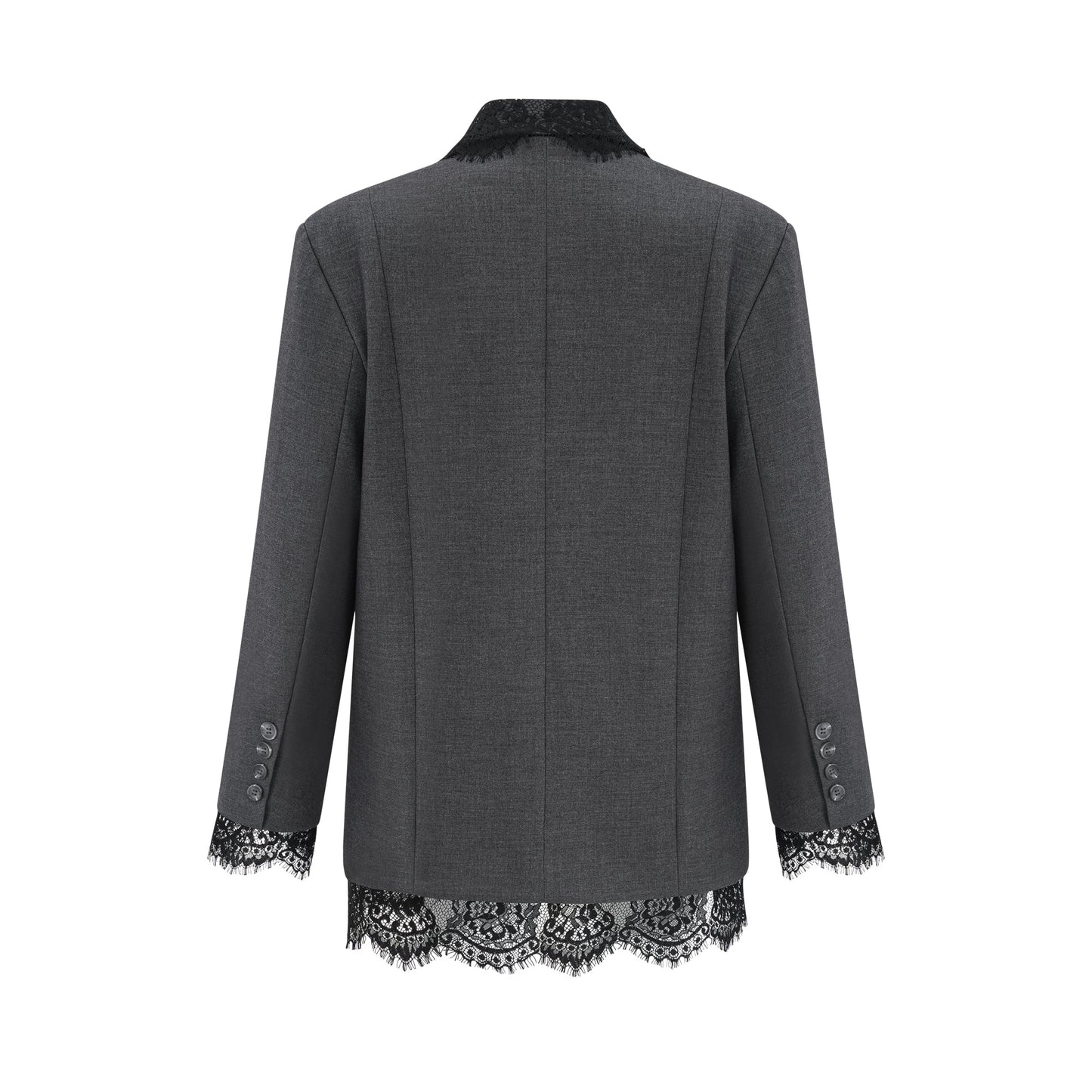 Blazer gris con ribete de encaje