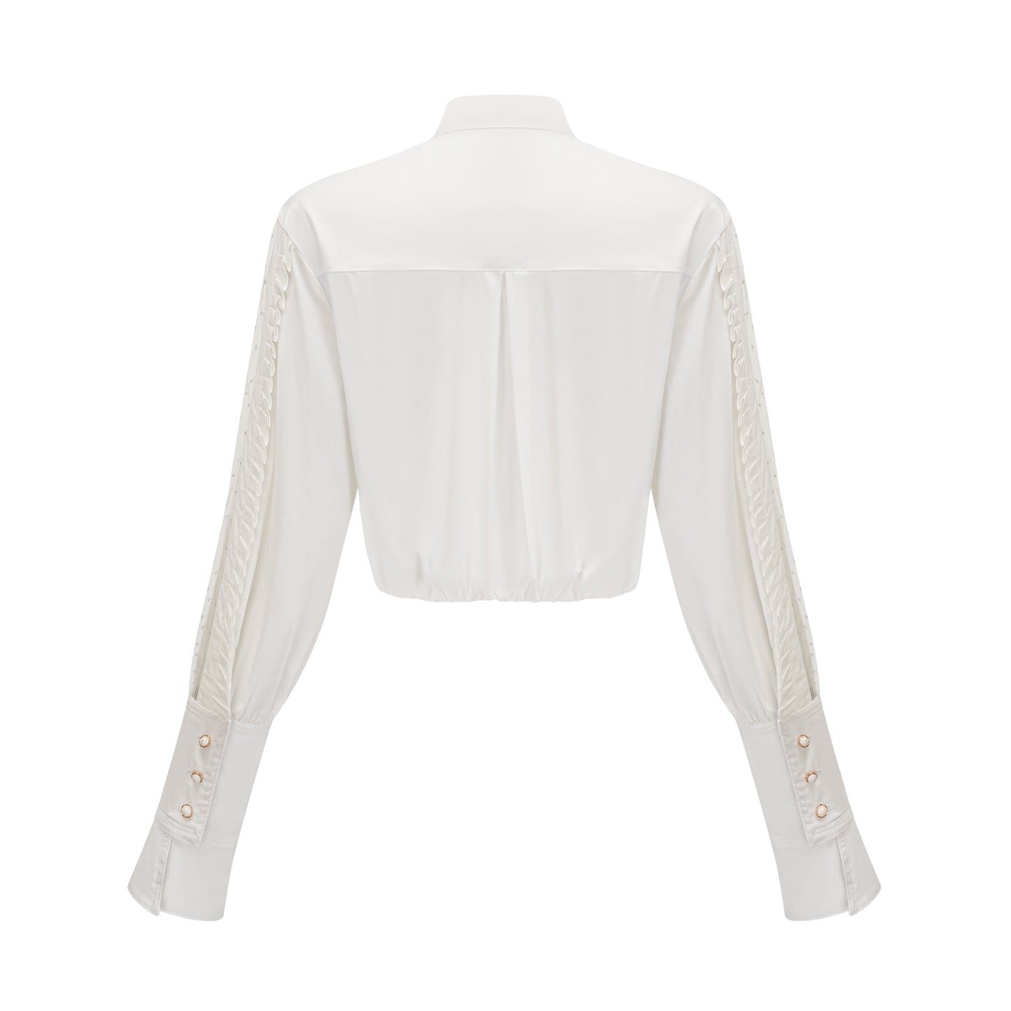 Camisa con cuello bufanda plisado