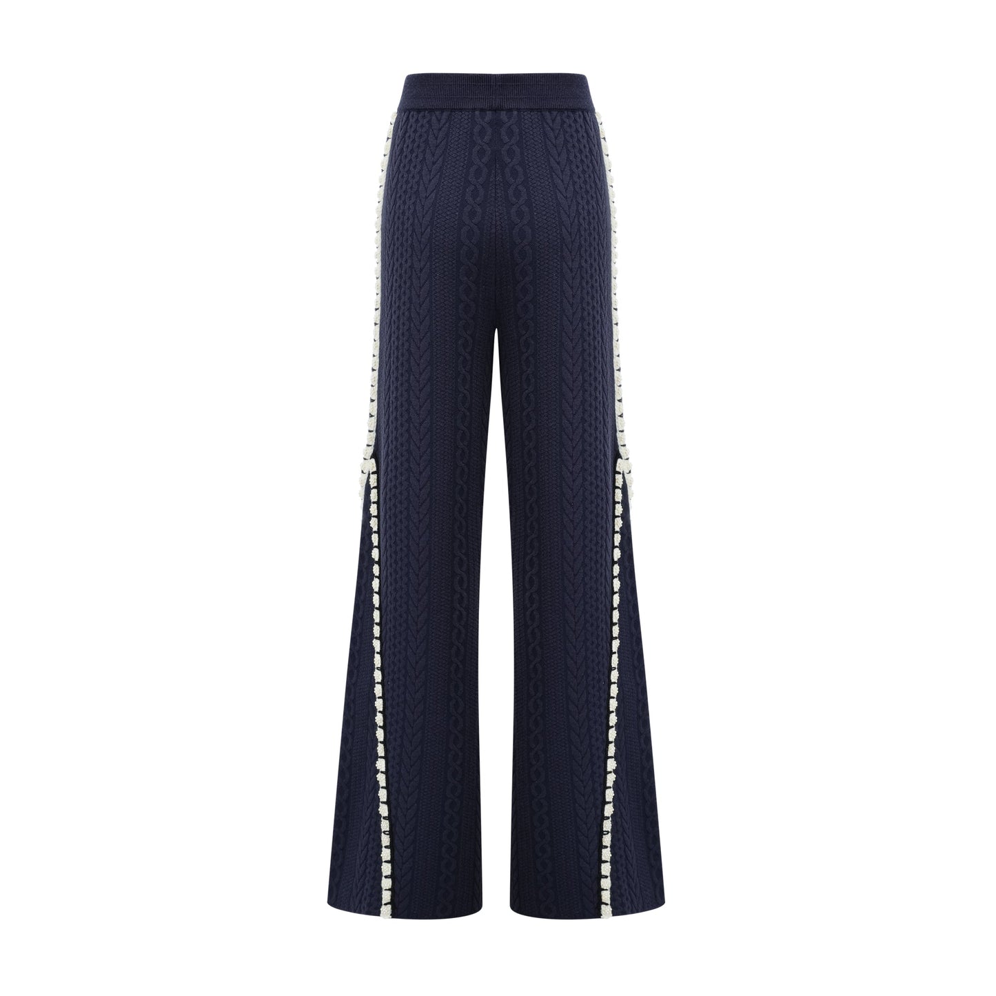 Chaqueta de punto azul marino y pantalones
