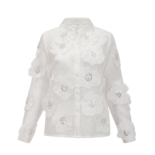 Camisa semitransparente adornada