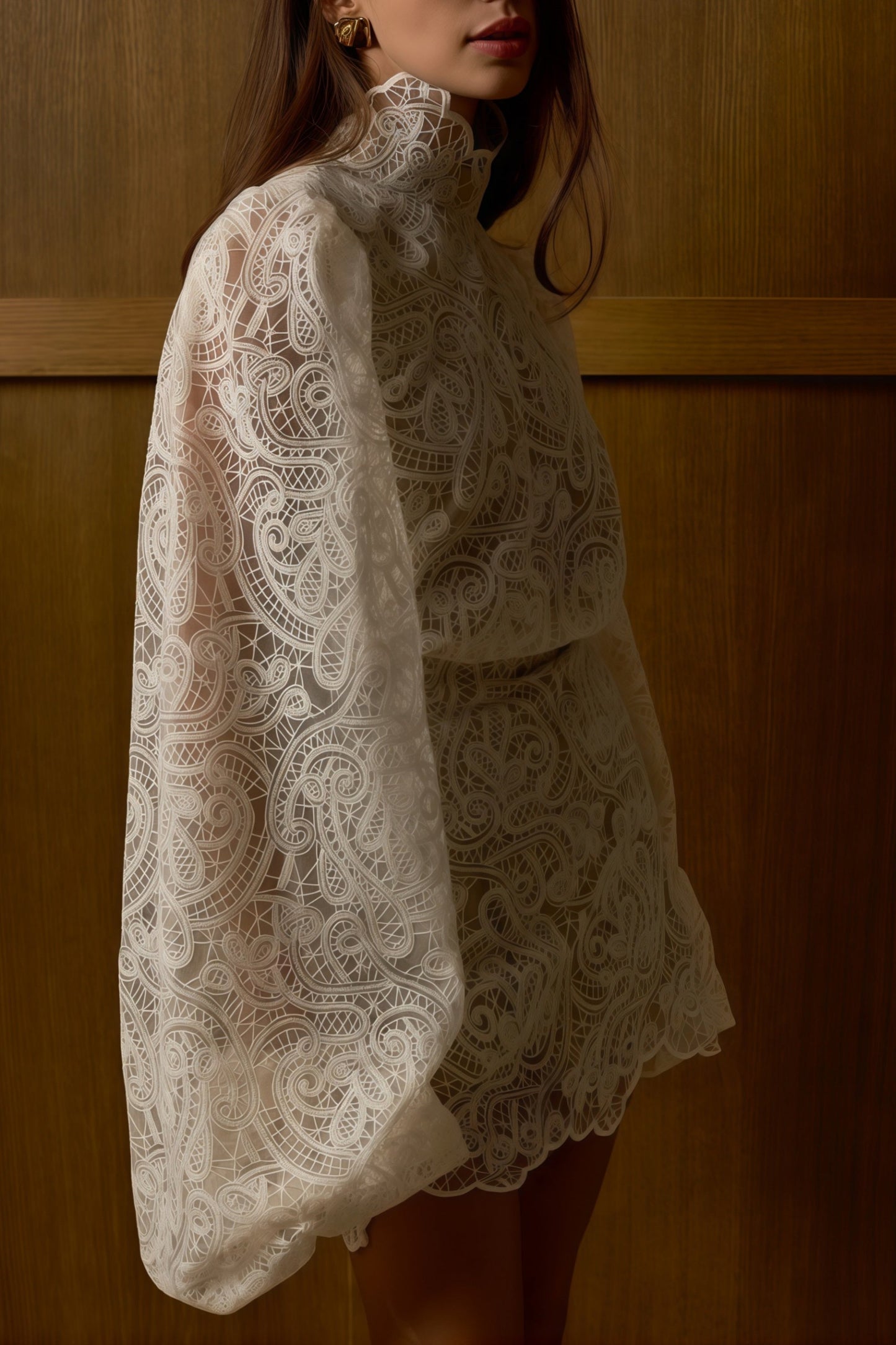 Conjunto de blusa y falda de encaje