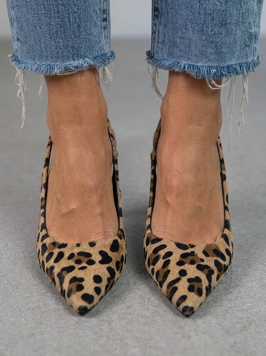 Avery | Zapatos de tacón D’Orsay con estampado de leopardo