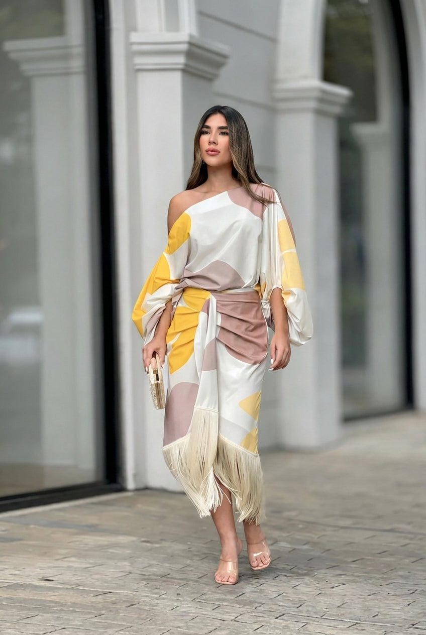 Conjunto dos piezas con flecos